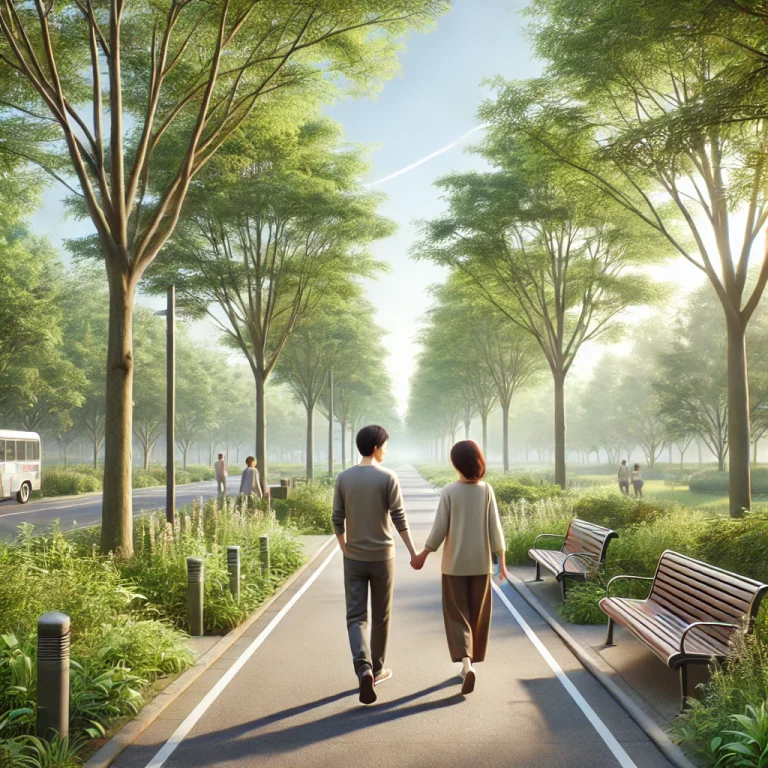 数秘術で恋愛の相性から導かれた二人が手を繋いで歩く姿です。