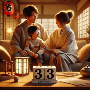 数秘術で子供成長を願う若い夫婦