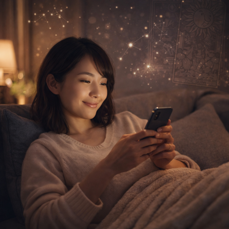 チャット占い【ブリランテ】を楽しむ女性