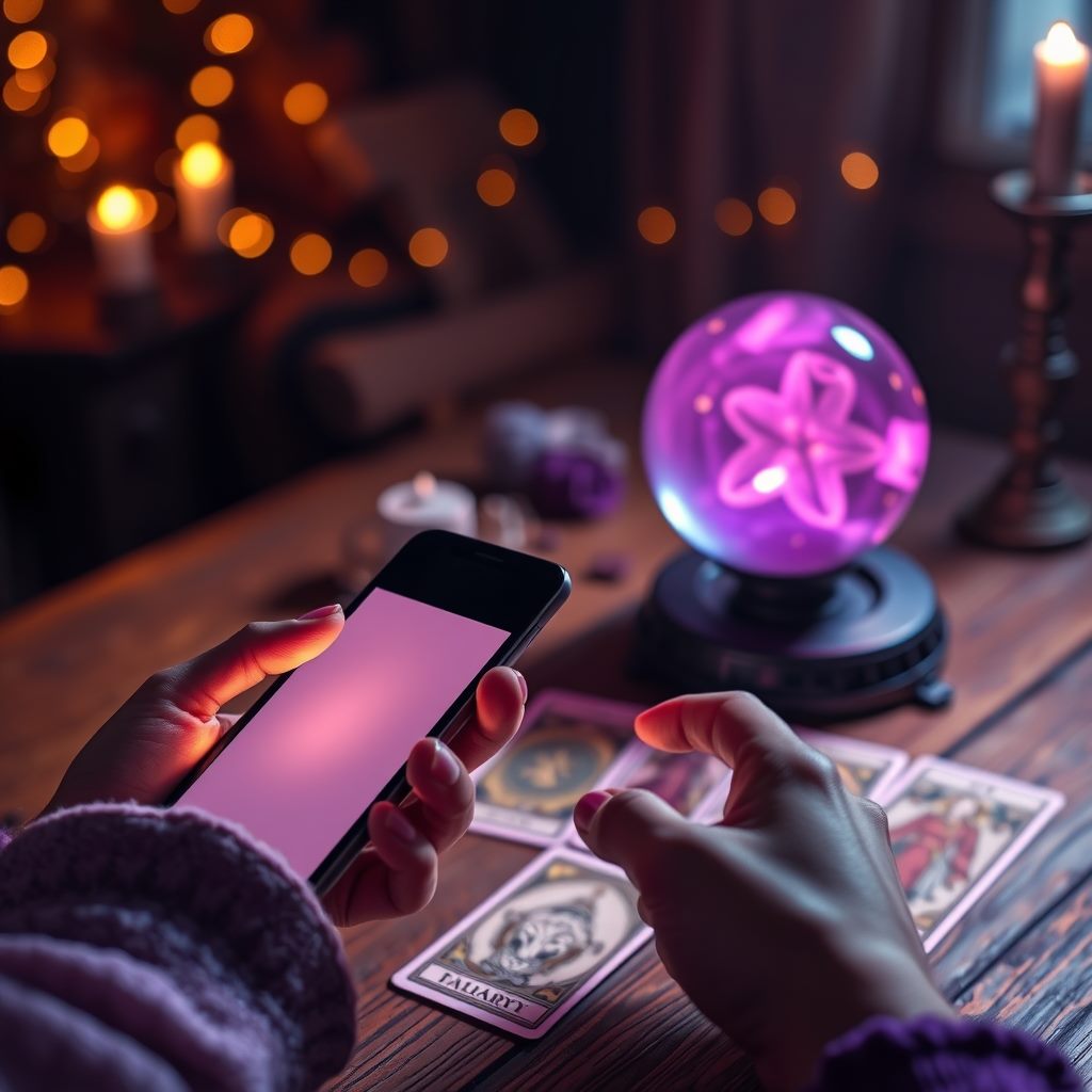 スマートフォンを持ちながら電話占いを利用するイメージ